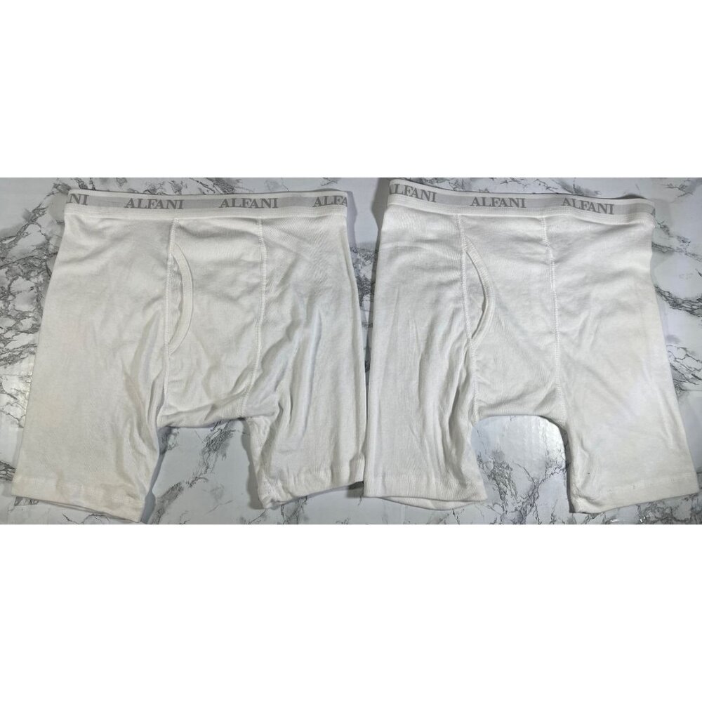 Alfani Mens White Boxer Briefs 2-Pack Size Small Cotton & Polyester Blend